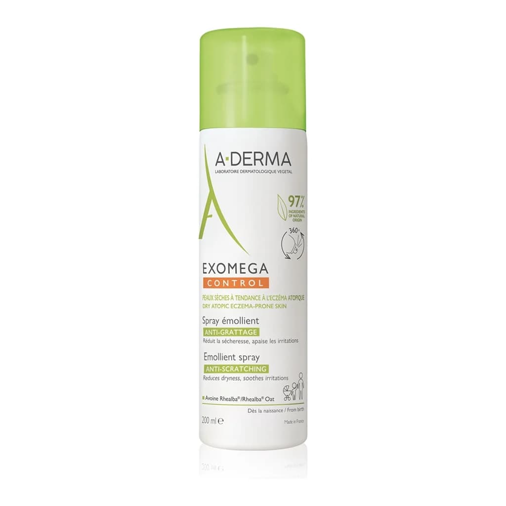 A-Derma Exomega Control Emollient Spray fortifying moisturiser for the protective barrier of sensitive and atopic skin in a spray