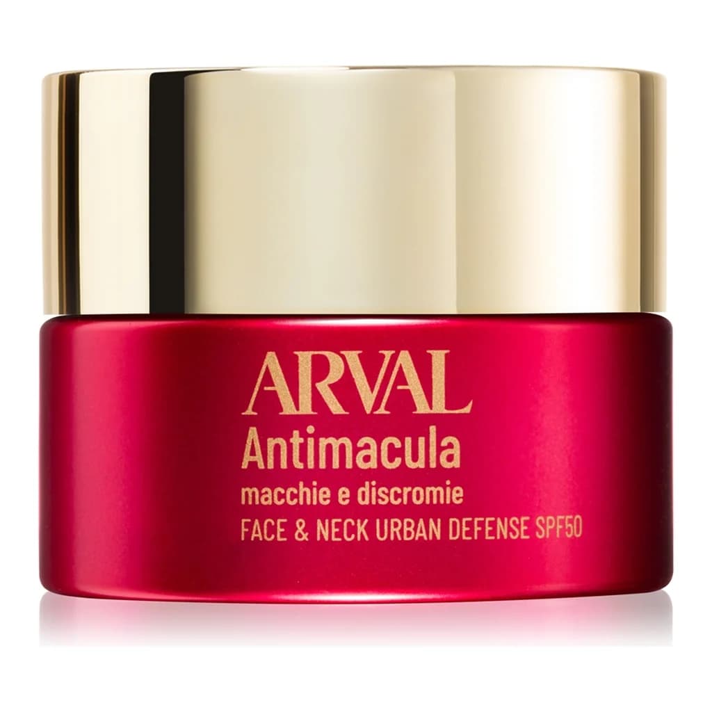 Arval Antimacula Face & Neck Urban Defense protective cream to treat dark spots SPF50