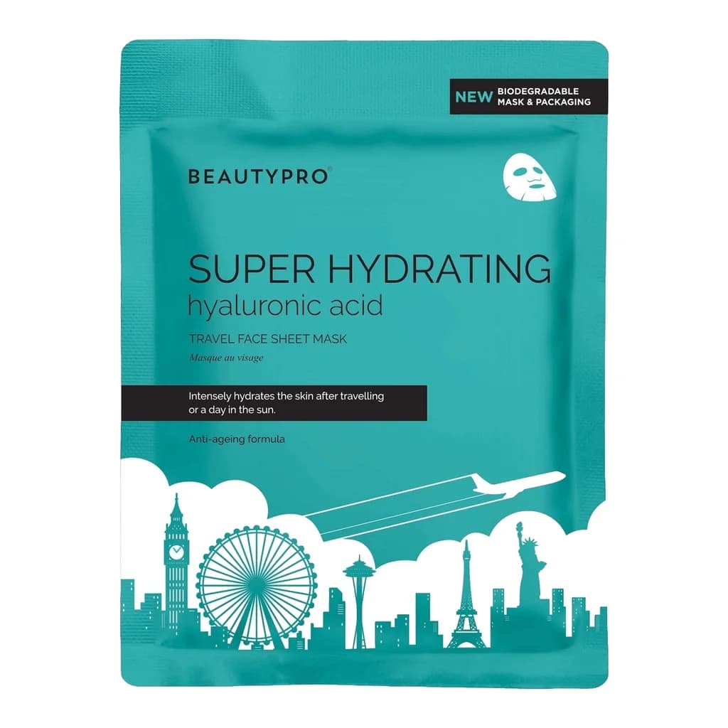 BEAUTYPRO Super Hydrating Hyaluronic Acid Travel Face Sheet Mask
