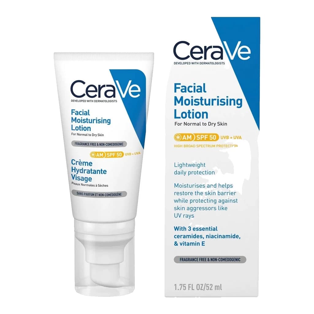 CeraVe AM Facial Moisturising Lotion for Normal to Dry Skin SPF50