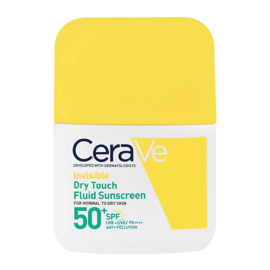 CeraVe Invisible Dry Touch Fluid Sunscreen for normal to oily skin with 3 essential ceramides SPF50