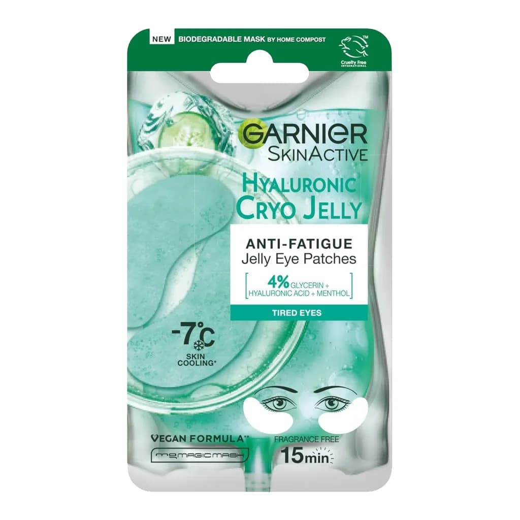 Garnier Anti-Fatigue Hyaluronic Acid and Icy Cucumber Cryo Jelly Face Mask