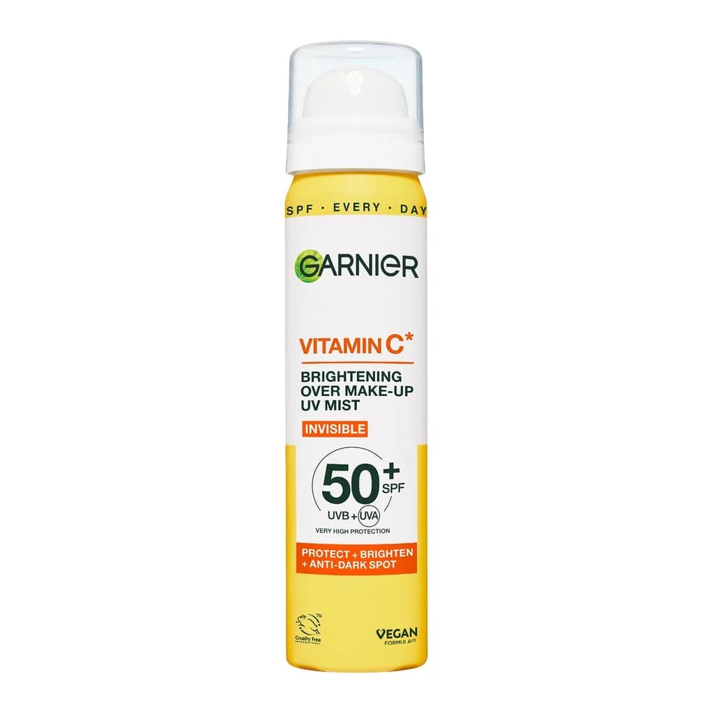 Garnier Vitamin C Brightening Over Make-Up UV Mist, Invisible Protection,, SPF50+