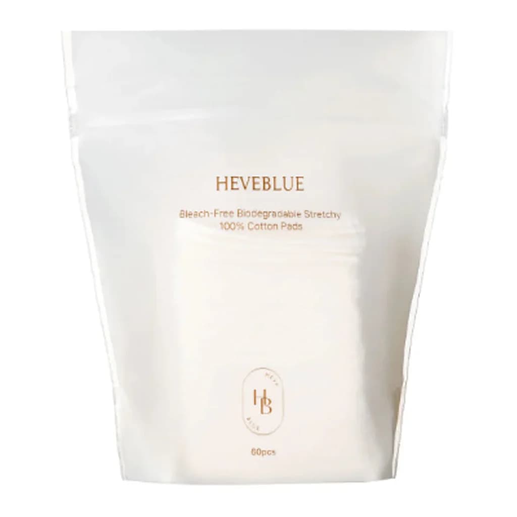 HEVEBLUE Bleach-Free Biodegradable Stretchy 100% Cotton Pads