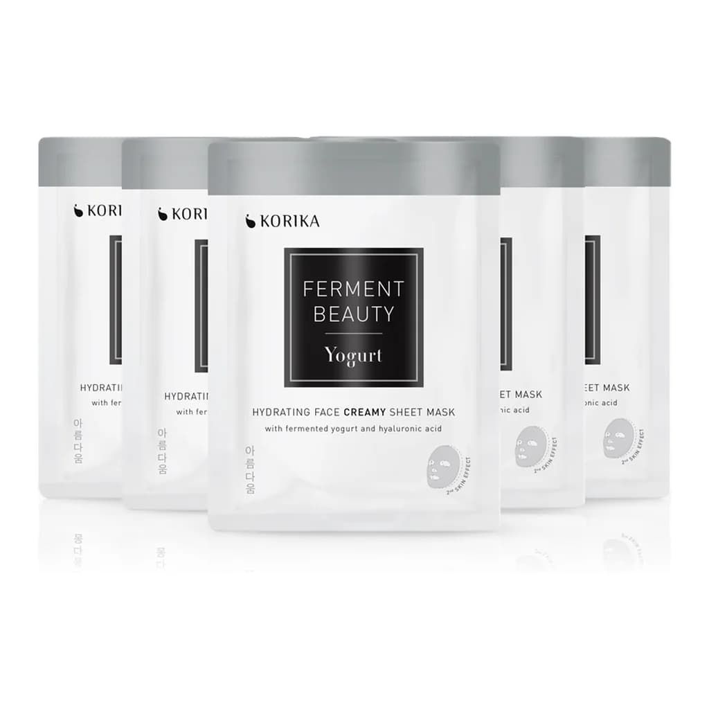 KORIKA FermentBeauty Set of 5 Hydrating Face Sheet Masks with Fermented Yogurt and Hyaluronic Acid face mask set at a reduced price