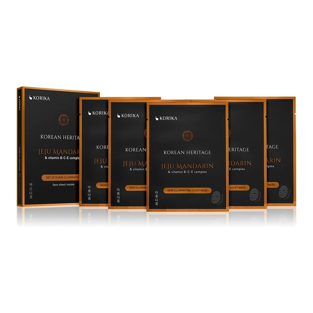 KORIKA Korean Heritage Set of 5 Skin Illuminating Face Sheet Masks face mask set at a reduced price with a brightening effect