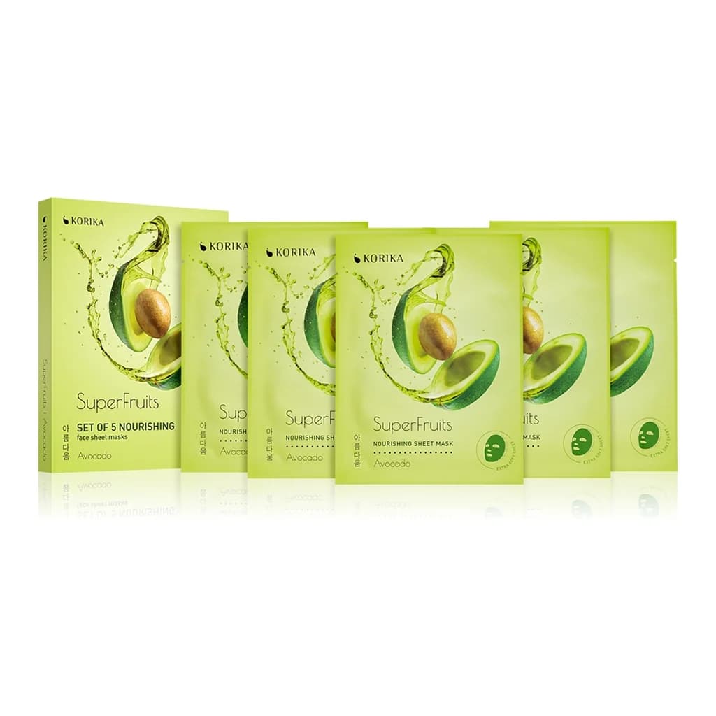 KORIKA SuperFruits face mask set at a reduced price with nourishing effect Avocado