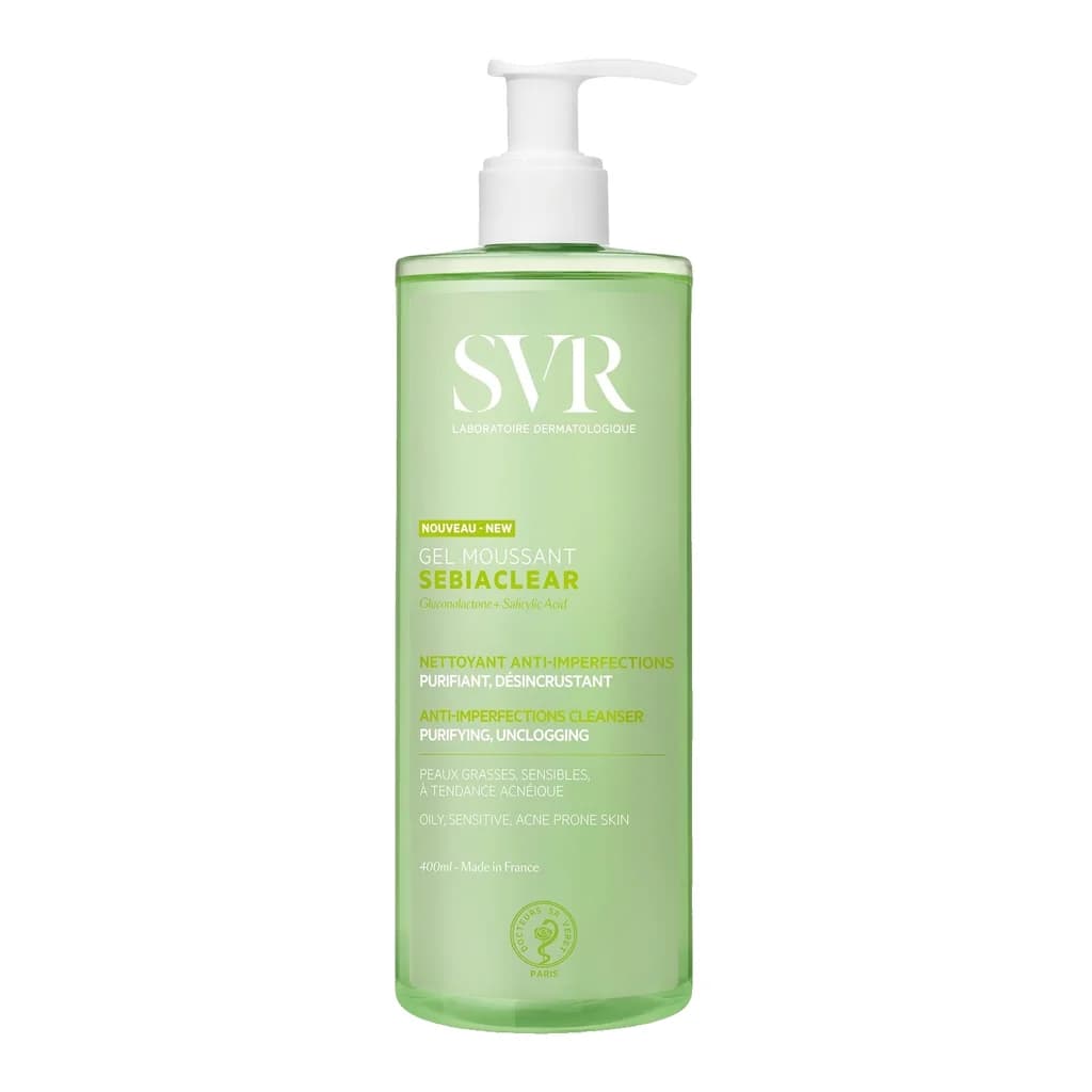 SVR Laboratoires SVR SEBIACLEAR Foaming Purifying, Soap-Free Salicylic Acid Face & Body Cleanser for Oily, Acne-Prone, Combination Skin,
