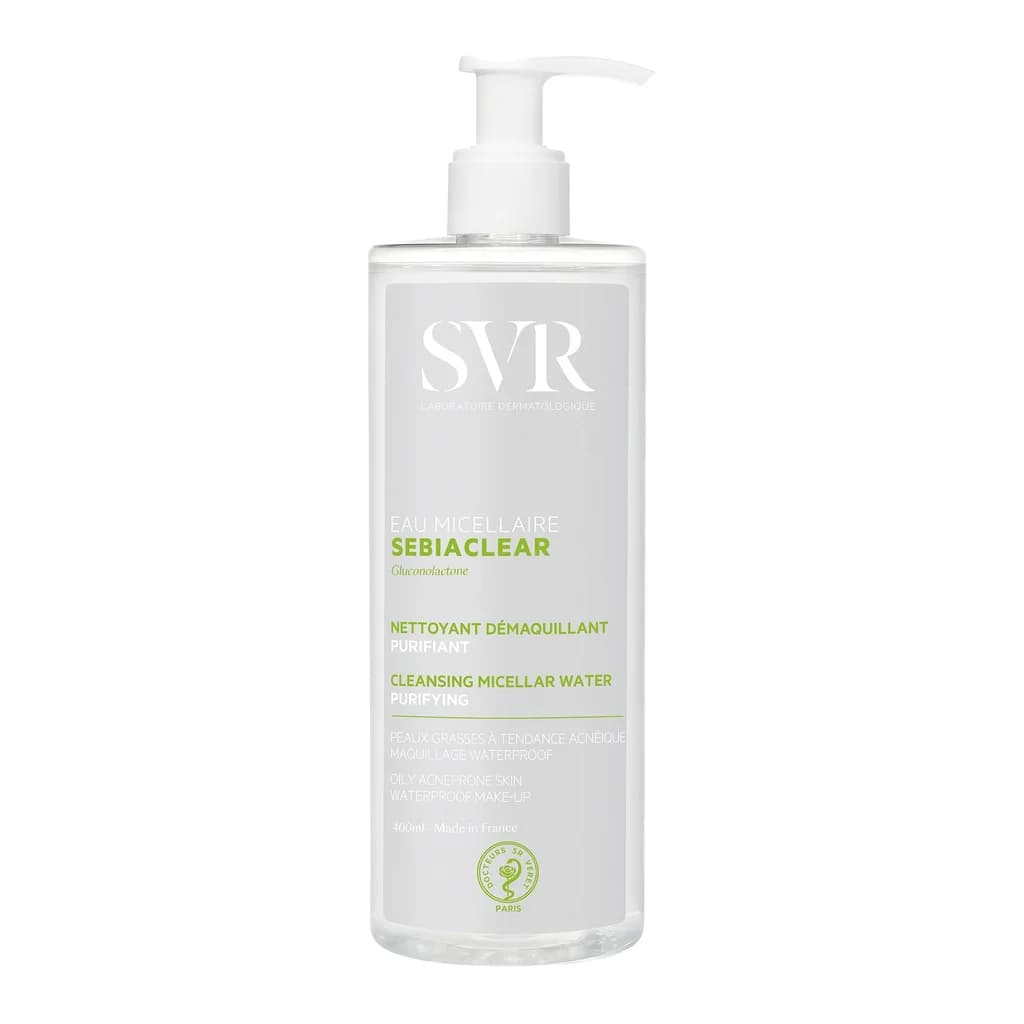 SVR Laboratoires SVR SEBIACLEAR Purifying Micellar Water Cleanser & Make-Up Remover for Acne-Prone, Oily, Combination Skin,