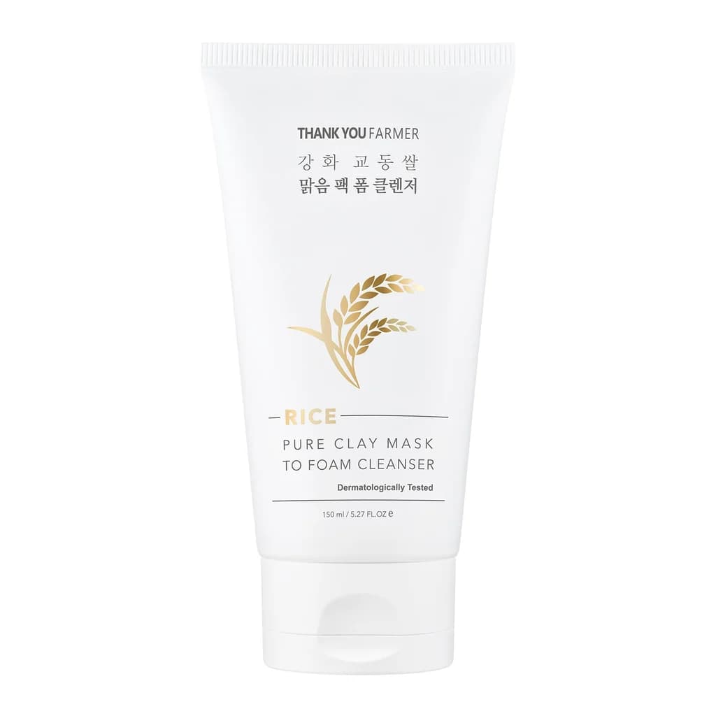 Thank You Farmer Rice Pure Clay Mask to Foam Cleanser